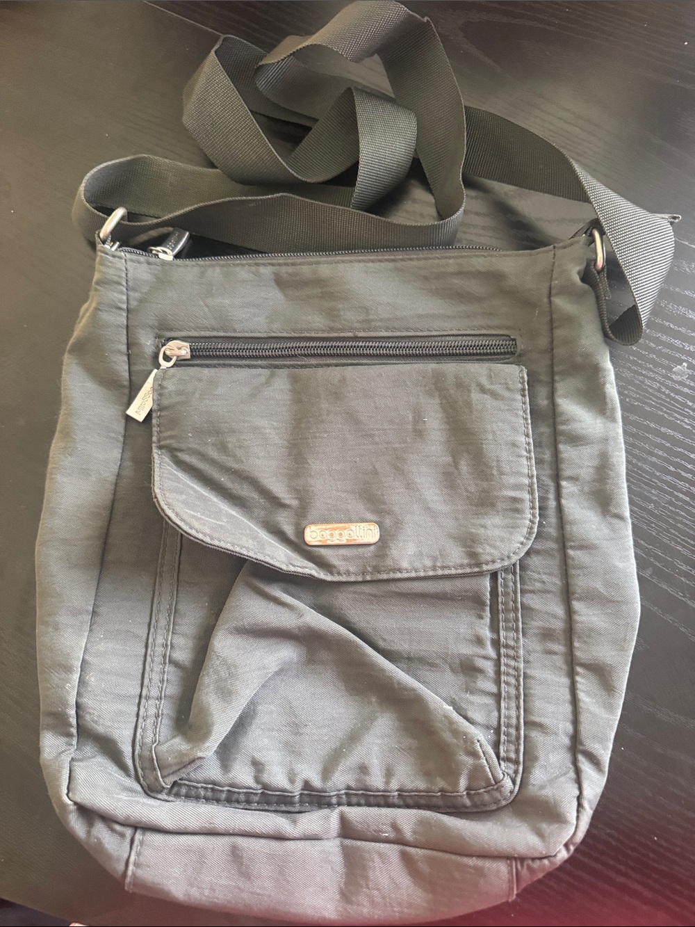 Baggallini Charcoal Gray Crossbody Messenger Bag used